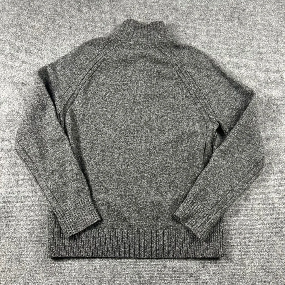 Banana Republic Sweater Mens Medium‎ Grey Recycled Wool Blend Mock Neck Button